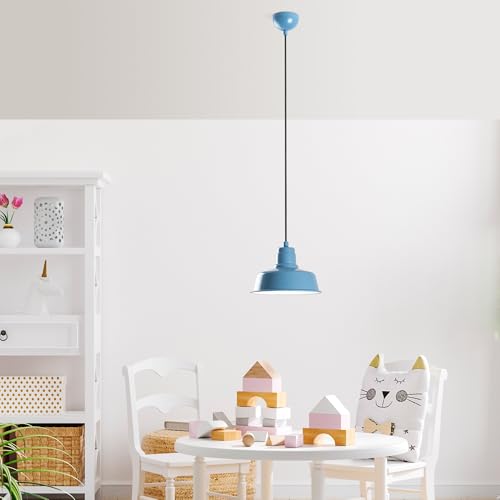 Elegant Light Blue Chandelier, Adjustable Height 21-108 cm, Metal Body, Ø19 cm Shade, E27 Socket, Perfect for Modern Home Decor | IP20 Rated von Opviq
