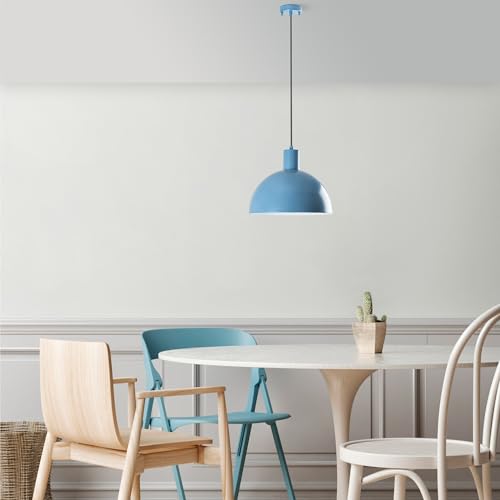 Elegant Light Blue Chandelier, Adjustable Height 28-117 cm, Metal Body, Ø30 cm Shade, E27 Socket, Perfect for Modern Home Decor | IP20 Rated von Opviq