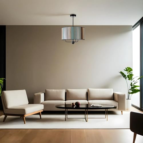 Elegant Metal Chandelier, 45 cm Diameter, 70 cm Height | E27 Socket, Max 40W | Stylish Lighting for Home & Office, IP20 Rated, Fabric Cap Elegant Metal Chandelier, 45 cm Diameter, 70 cm Height | E27 Socket, Max 40W | Stylish Lighting for Home & Office, IP20 Rated, Fabric Cap von Opviq