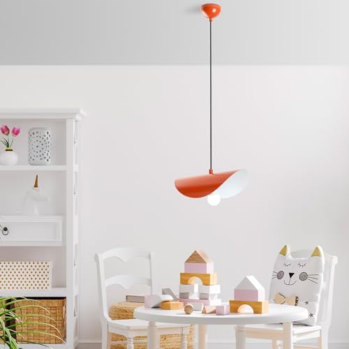 Elegant Orange Chandelier, Adjustable Height 17-106 cm, Metal Body, Ø10 cm Base, E27 Socket (Max 40W), Stylish Lighting for Modern Spaces von Opviq