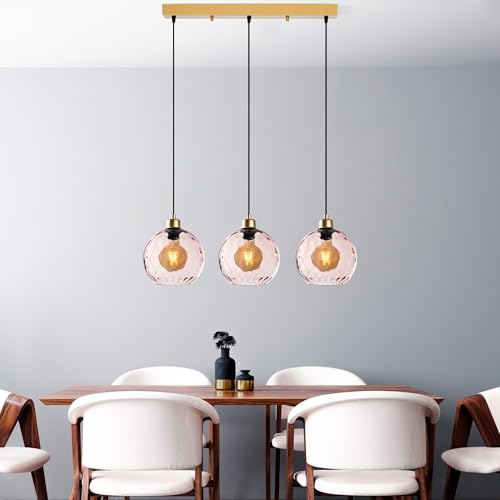 Elegant Pink Chandelier, Adjustable Height 40-120 cm, Metal Body, 3 x E27 Socket, 70 x 20 x 120 cm | Perfect for Modern Home Decor, Stylish Lighting Solution von Opviq