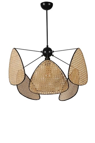Elegant Rattan Chandelier, Metal Body, Adjustable Height 90 cm, 55 cm Diameter, E27 Socket, Natural Rattan Cap | Perfect for Modern Home Décor Elegant Rattan Chandelier, Metal Body, Adjustable Height 90 cm, 55 cm Diameter, E27 Socket, Natural Rattan Cap | Perfect for Modern Home Décor von Opviq