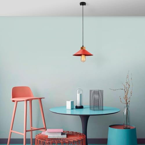 Elegant Red Chandelier with Metal Body & Wooden Base, 103 x 24 cm | Adjustable Height, E27 Socket, IP20 | Perfect for Modern Home Decor Elegant Red Chandelier with Metal Body & Wooden Base, 103 x 24 cm | Adjustable Height, E27 Socket, IP20 | Perfect for Modern Home Decor von Opviq