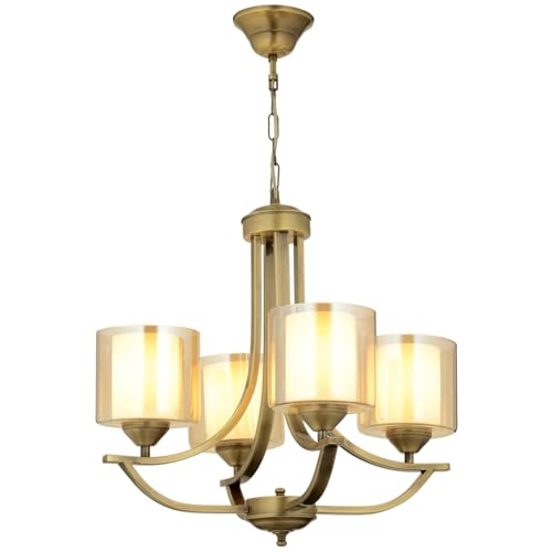 Elegant Vintage Chandelier, Metal Body, 82 cm Height, 55 cm Diameter | 4 x E27 Max 40W | Modern Glam Design for Stylish Home Décor Elegant Vintage Chandelier, Metal Body, 82 cm Height, 55 cm Diameter | 4 x E27 Max 40W | Modern Glam Design for Stylish Home Décor von Opviq
