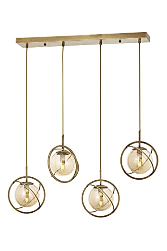 Elegant Vintage Chandelier, Metal Body with Glass Cap, 120 cm Height, 80 cm Width, 4 x E14 Max 40W, Copper Finish | Modern Glam Design for Home Decor Elegant Vintage Chandelier, Metal Body with Glass Cap, 120 cm Height, 80 cm Width, 4 x E14 Max 40W, Copper Finish | Modern Glam Design for Home Decor von Opviq
