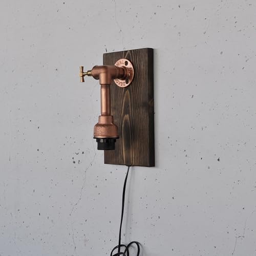 Elegant Wall Lamp, Solid Wood & Rose Gold, 30 x 14 x 12 cm | E27 Socket, Max 200W | On/Off Switch on Cable | Stylish Lighting for Modern Spaces von Opviq
