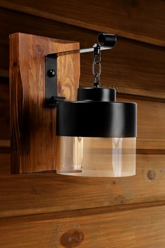 Elegant Wooden Wall Lamp, Walnut & Black, 30 cm Height | 15 cm Glass Cap, 3W LED, Battery Operated, IP20 | Stylish Lighting for Modern Spaces Elegant Wooden Wall Lamp, Walnut & Black, 30 cm Height | 15 cm Glass Cap, 3W LED, Battery Operated, IP20 | Stylish Lighting for Modern Spaces von Opviq