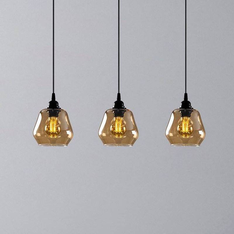 Hängeleuchte Gold 032, gold-transparent, Glas 3-flammig lang von Opviq