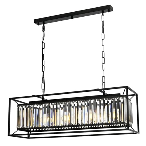 Modern Black Chandelier, Metal Body, 60 cm Height x 80 cm Width x 22 cm Depth | 4 x E27 Max 40W | Glam & Industrial Design for Hotels & Homes von Opviq