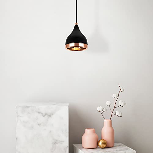 Modern Chandelier with Adjustable Height, Black & Copper, 15x15 cm, 135 cm Tall | E27 Socket, Max 40W | Stylish Glam & Scandinavian Design for Home Modern Chandelier with Adjustable Height, Black & Copper, 15x15 cm, 135 cm Tall | E27 Socket, Max 40W | Stylish Glam & Scandinavian Design for Home von Opviq