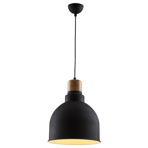 Modern Chandelier with Metal Body, Black & Oak, 85 cm Height, 30 cm Diameter, E27 Socket Max 40W | Stylish Industrial & Scandinavian Design for Home Modern Chandelier with Metal Body, Black & Oak, 85 cm Height, 30 cm Diameter, E27 Socket Max 40W | Stylish Industrial & Scandinavian Design for Home von Opviq