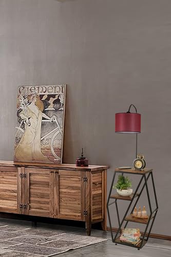 Modern Claret Red Floor Lamp with Metal Body & FIR Wood Bookstand, 165 cm Height, E27 Socket, Stylish & Functional for Home & Office Decor Modern Claret Red Floor Lamp with Metal Body & FIR Wood Bookstand, 165 cm Height, E27 Socket, Stylish & Functional for Home & Office Decor von Opviq