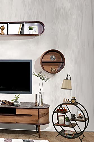 Modern Floor Lamp with Metal Body & 100% Fir Wood Bookstand, 165 cm Height, Wicker Color, E27 Socket, Max 40W | Stylish Lighting for Home & Office von Opviq