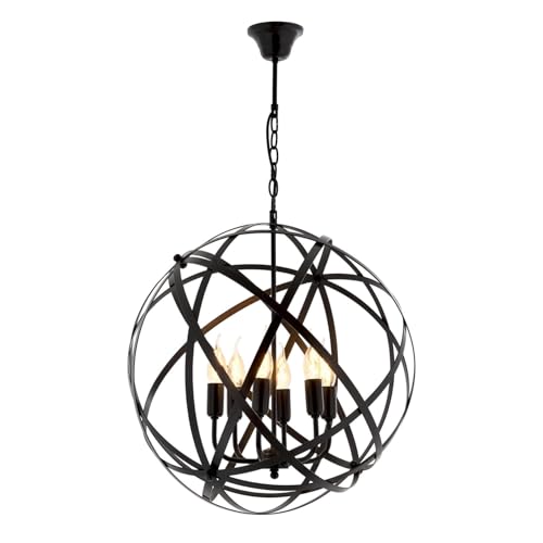 Modern Industrial Chandelier, Black Metal Body, 90 cm Height x 50 cm Diameter, 6 x E14 Max 40W | Stylish Lighting for Home & Office Spaces Modern Industrial Chandelier, Black Metal Body, 90 cm Height x 50 cm Diameter, 6 x E14 Max 40W | Stylish Lighting for Home & Office Spaces von Opviq