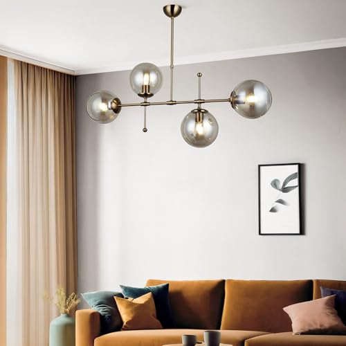 Opviq Antiquation Metal Chandelier, Adjustable Height 45-70 cm, Ø18 Glass Cap, 4 x E27 Max 40W, Elegant Design for Modern Spaces, IP20 Rated, Bulb Not Included Opviq Antiquation Metal Chandelier, Adjustable Height 45-70 cm, Ø18 Glass Cap, 4 x E27 Max 40W, Elegant Design for Modern Spaces, IP20 Rated, Bulb Not Included von Opviq