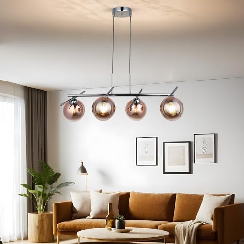 Opviq Cobalt Metal Chandelier, Adjustable Height 50-80 cm, Ø15 Glass Cap, 4 x E27 Socket, Elegant Design for Modern Spaces, IP20 Rated, Bulb Not Included Opviq Cobalt Metal Chandelier, Adjustable Height 50-80 cm, Ø15 Glass Cap, 4 x E27 Socket, Elegant Design for Modern Spaces, IP20 Rated, Bulb Not Included von Opviq