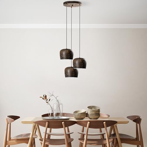 Opviq Elegant Adjustable Chandelier, Antiquation Finish, 45 cm Diameter | Metal Body, 3 x E27 Socket, Height 45-114 cm | Perfect for Modern Living Spaces von Opviq