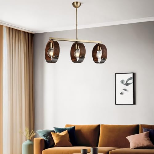 Opviq Elegant Antiquation Chandelier, Metal Body with Wooden Cap, Adjustable Height 54-77 cm, 3 x E27 Socket, IP20 | Perfect for Modern Living Spaces von Opviq