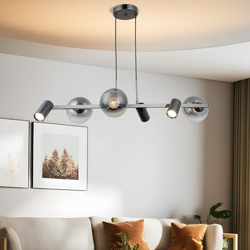 Opviq Elegant Antique Lacquer Chandelier, Metal Body, Adjustable Height 30-110 cm, Ø14 Glass Cap, 3 x E27 & 3 x GU10 Sockets, Perfect for Modern Decor Opviq Elegant Antique Lacquer Chandelier, Metal Body, Adjustable Height 30-110 cm, Ø14 Glass Cap, 3 x E27 & 3 x GU10 Sockets, Perfect for Modern Decor von Opviq