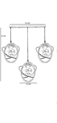 Opviq Elegant Antique & White Chandelier, 25 cm Diameter, Adjustable Height (65 cm to 70 cm) | Metal Body, E27 Socket, Max 40W | Perfect for Modern Spaces von Opviq