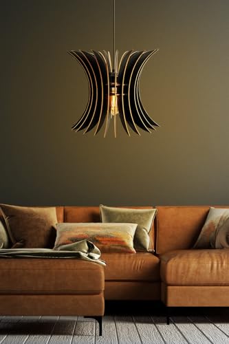 Opviq Elegant Black Big Wing Chandelier, Adjustable Height 65 cm, MDF Body, E27 Socket Max 40W | Scandinavian Design for Modern Spaces von Opviq