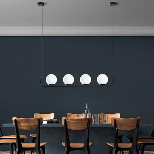 Opviq Elegant Black Chandelier, Adjustable Height 20-110 cm, Metal Body, 4 x E14 Sockets, 15 cm Cap Diameter, Perfect for Modern Spaces, IP26 Rated von Opviq