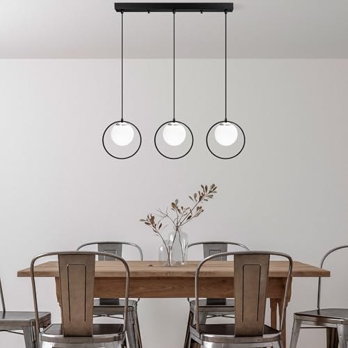 Opviq Elegant Black Chandelier, Adjustable Height 30-126 cm, Metal Body, 3 x E27 Sockets, 96 x 15 x 126 cm | Perfect for Modern Living Spaces, IP20 von Opviq