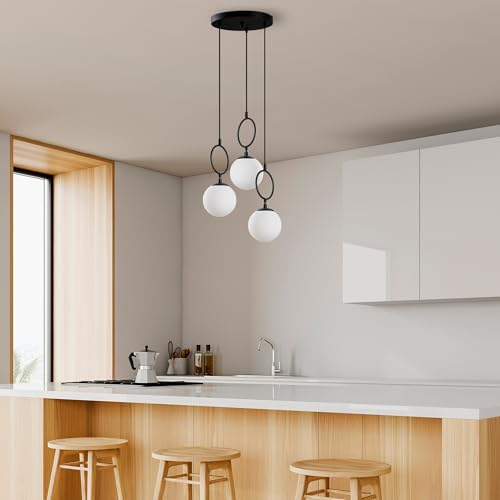 Opviq Elegant Black Chandelier, Metal Body, 45 cm Width, Adjustable Height (40-185 cm), 3 x E14 Sockets, Stylish Lighting for Modern Spaces von Opviq