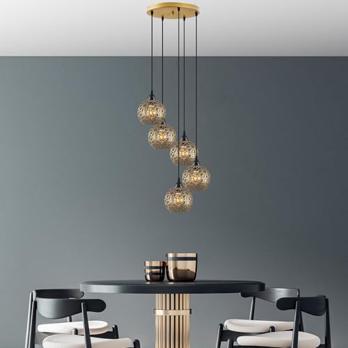 Opviq Elegant Black Chandelier, Metal Body, 60 x 60 x 111 cm | Adjustable Height 31-111 cm, 5 x E27 Socket | Perfect for Modern Living Spaces, IP20 Opviq Elegant Black Chandelier, Metal Body, 60 x 60 x 111 cm | Adjustable Height 31-111 cm, 5 x E27 Socket | Perfect for Modern Living Spaces, IP20 von Opviq