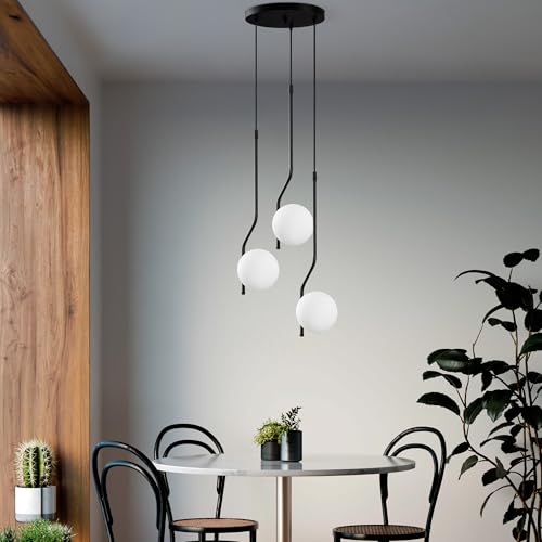 Opviq Elegant Black Chandelier, Metal Body, Adjustable Height 65-110 cm, Ø15 cm Cap, 3 x E14 Max 40W, Perfect for Modern Living Spaces, IP20 Rated von Opviq