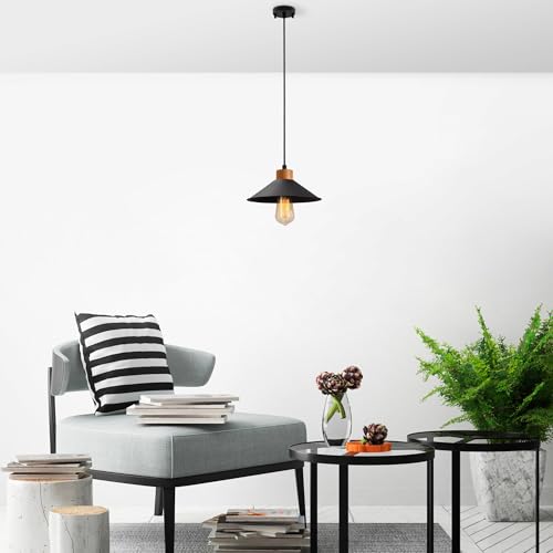 Opviq Elegant Black Chandelier with Metal Body & Wooden Base, 103 x 24 cm, Adjustable Height, E27 Socket, IP20 | Perfect for Modern Living Spaces & Dining Rooms Opviq Elegant Black Chandelier with Metal Body & Wooden Base, 103 x 24 cm, Adjustable Height, E27 Socket, IP20 | Perfect for Modern Living Spaces & Dining Rooms von Opviq