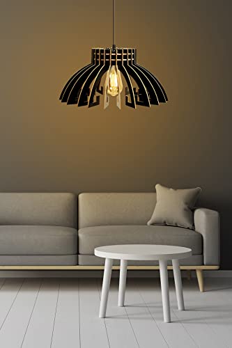 Opviq Elegant Black Crown Chandelier, Adjustable Height 65 cm, MDF Body 3 mm, E27 Socket Max 40W | Scandinavian Design for Modern Spaces von Opviq