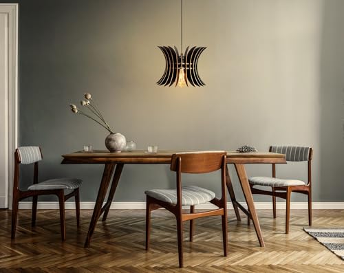 Opviq Elegant Black Sphere Chandelier, Adjustable Height 60 cm, MDF Body, E27 Socket Max 40W | Modern Scandinavian Design for Stylish Interiors von Opviq