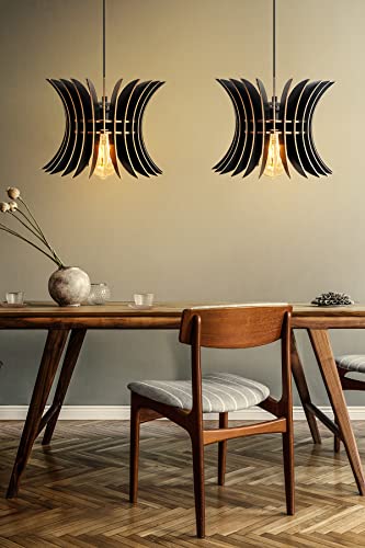 Opviq Elegant Black Wing Chandelier (2 Pieces), Adjustable Height 55 cm, MDF Body, E27 Socket Max 40W | Scandinavian Design for Modern Spaces von Opviq
