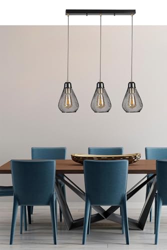 Opviq Elegant Black and Gold Chandelier, Adjustable Height, Metal Body with Antique Coating, 15 cm Cap Diameter, 55 cm Base Plate | E27 Max 40W | Stylish Lighting for Modern Spaces Opviq Elegant Black and Gold Chandelier, Adjustable Height, Metal Body with Antique Coating, 15 cm Cap Diameter, 55 cm Base Plate | E27 Max 40W | Stylish Lighting for Modern Spaces von Opviq