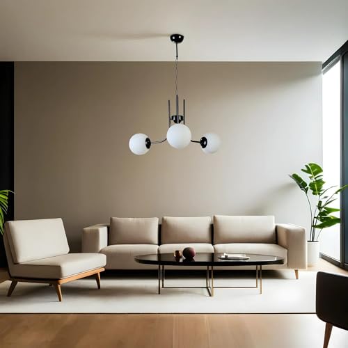 Opviq Elegant Black & White Chandelier, Metal Body, 65 cm Diameter, 70 cm Height, E27 Socket Max 40W, Stylish Lighting for Modern Spaces, IP20 Rated Opviq Elegant Black & White Chandelier, Metal Body, 65 cm Diameter, 70 cm Height, E27 Socket Max 40W, Stylish Lighting for Modern Spaces, IP20 Rated von Opviq