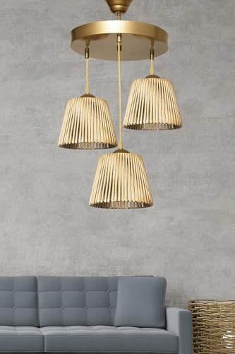 Opviq Elegant Bohemian Chandelier, Metal Body, 35 cm Diameter, 85 cm Height | 3 x E27 Max 40W | Natural Color, Glam & Scandinavian Design for Modern Spaces Opviq Elegant Bohemian Chandelier, Metal Body, 35 cm Diameter, 85 cm Height | 3 x E27 Max 40W | Natural Color, Glam & Scandinavian Design for Modern Spaces von Opviq