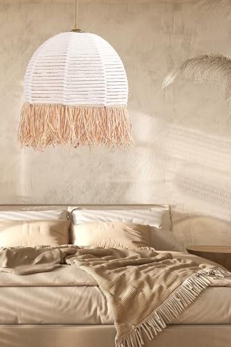 Opviq Elegant Bohemian Chandelier, White Plastic Body, 30 cm Diameter, 80 cm Height, E27 Socket, Max 40W | Perfect for Country & Modern Decor von Opviq