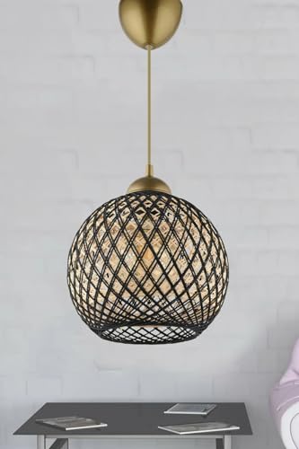 Opviq Elegant Chandelier, Black & Gold, 22 cm Diameter, 54 cm Height | Plastic Body, Cotton Cap, E27 Socket (Max 40W) | Perfect for Glam, Scandinavian & Country Decor von Opviq