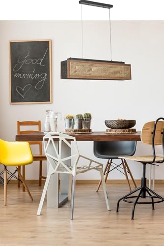 Opviq Elegant Chandelier with FIR Wood Body & Natural Rattan Cap, 88 cm Width, Adjustable Height, E27 Socket, Walnut & Rattan Colors | Perfect for Modern Spaces Opviq Elegant Chandelier with FIR Wood Body & Natural Rattan Cap, 88 cm Width, Adjustable Height, E27 Socket, Walnut & Rattan Colors | Perfect for Modern Spaces von Opviq