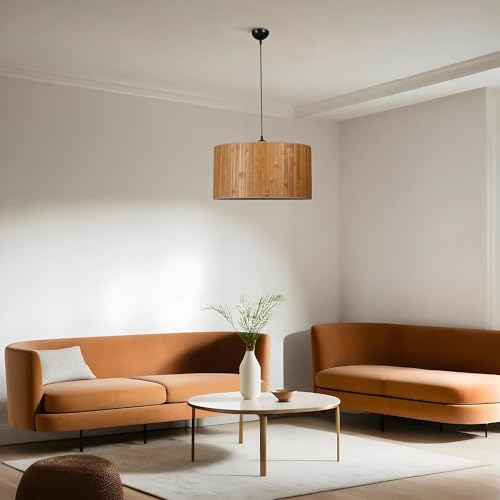 Opviq Elegant Chandelier with Metal Body & Bamboo Cap, 45 cm Diameter, Adjustable Height, E27 Socket, Walnut & Black Finish | Perfect for Modern Spaces Opviq Elegant Chandelier with Metal Body & Bamboo Cap, 45 cm Diameter, Adjustable Height, E27 Socket, Walnut & Black Finish | Perfect for Modern Spaces von Opviq