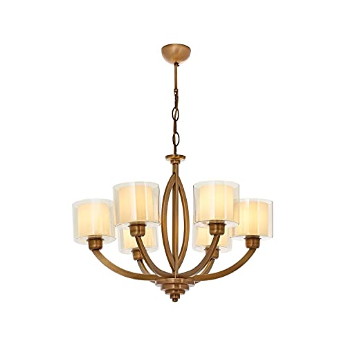 Opviq Elegant Chandelier with Metal Body & Glass Cap, 80 cm Height, 65 cm Diameter | Cream & Vintage Colors | 6 x E27 Max 40W | Modern American Glam Design Opviq Elegant Chandelier with Metal Body & Glass Cap, 80 cm Height, 65 cm Diameter | Cream & Vintage Colors | 6 x E27 Max 40W | Modern American Glam Design von Opviq