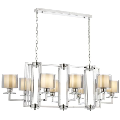 Opviq Elegant Chrome Chandelier, 100 cm Height x 110 cm Width x 60 cm Depth | 8 x E14 Sockets, Max 40W | Modern Glam Design for Stylish Interiors von Opviq