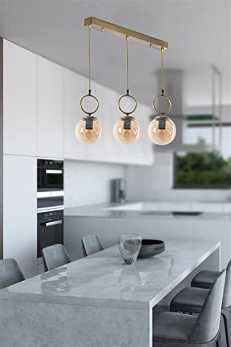 Opviq Elegant Copper Chandelier, 55 cm Length, 16 cm Diameter, 70 cm Height | 100% Metal, Adjustable Height, E27 Socket | Glam Scandinavian Design von Opviq