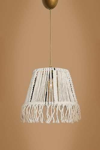 Opviq Elegant Cream Chandelier, 25 cm Width x 20 cm Height, Macrame Cap, E27 Socket (Max 40W), 65 cm Adjustable Cable | Stylish Lighting for Modern Spaces von Opviq