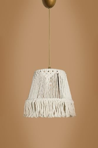 Opviq Elegant Cream Chandelier, 30 cm Width x 20 cm Height, Macrame Cap, E27 Socket (Max 40W), Stylish Plastic Body, Perfect for Modern Decor von Opviq