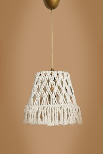Opviq Elegant Cream Chandelier, 30 cm Width x 20 cm Height, Macrame Cap, E27 Socket (Max 40W), Stylish Plastic Body, Perfect for Modern Decor von Opviq