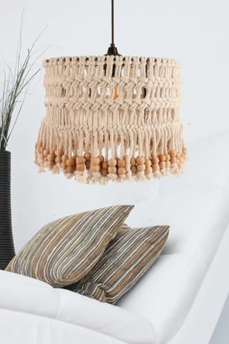 Opviq Elegant Cream Macrame Chandelier, Adjustable Height 20-60 cm, 30 cm Diameter, Plastic Body, IP20, E27 Max 40W | Perfect for Modern Decor Opviq Elegant Cream Macrame Chandelier, Adjustable Height 20-60 cm, 30 cm Diameter, Plastic Body, IP20, E27 Max 40W | Perfect for Modern Decor von Opviq