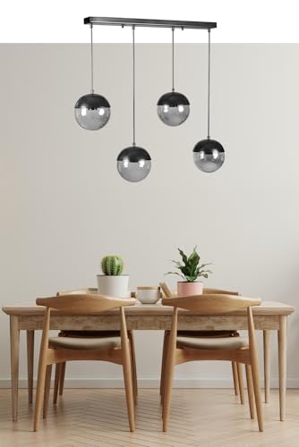 Opviq Elegant Dark Grey Chandelier, Metal Body, Adjustable Height, 70 cm Total Height, E27 Socket Max 40W, Stylish Design for Modern Spaces von Opviq