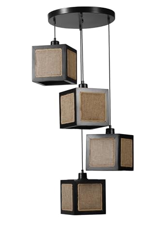 Opviq Elegant FIR Wood Chandelier, Adjustable Height, Black & Rattan, 70 cm | Natural Fabric Cap, E27 Socket, Stylish Lighting for Modern Spaces Opviq Elegant FIR Wood Chandelier, Adjustable Height, Black & Rattan, 70 cm | Natural Fabric Cap, E27 Socket, Stylish Lighting for Modern Spaces von Opviq